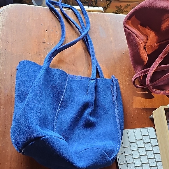 Portland Leather Handbags - Blue Suede Bag From Portland Leather, Nwot
